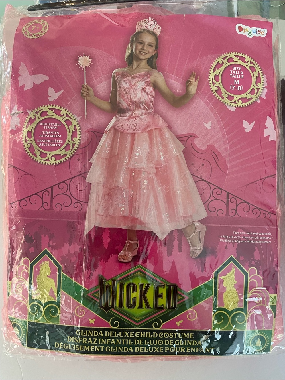 NWT Wicked Glinda Deluxe Pink Kids Costume - Princess Fairy Dress Halloween
